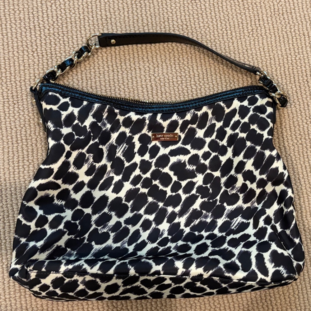 Kate Spade Black and White Animal Print Shoulder Bag